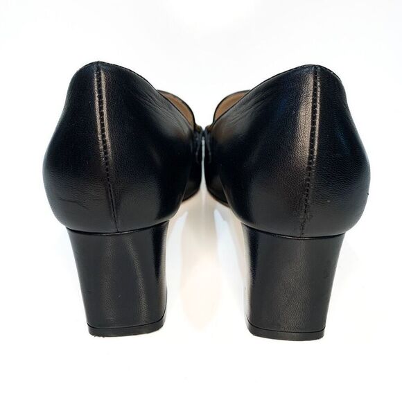 Gucci Zumi Interlocking GG Loafer Pumps EU 37 US 7 Black Leather Logo Mid Heels - Picture 7 of 10